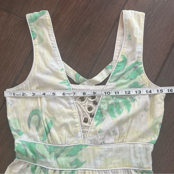 Free People Floral Yellow and Green 100% Cotton Dress size 4 - Picture 4 of 8